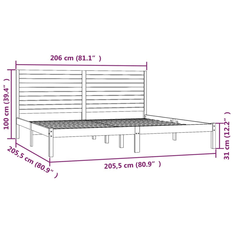 vidaXL fehér tömör fa ágykeret 200 x 200 cm