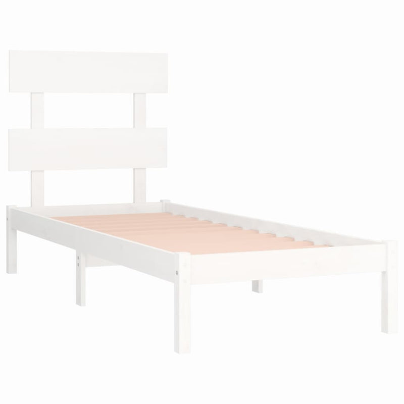 vidaXL Single fehér tömör fa ágykeret 90 x 190 cm