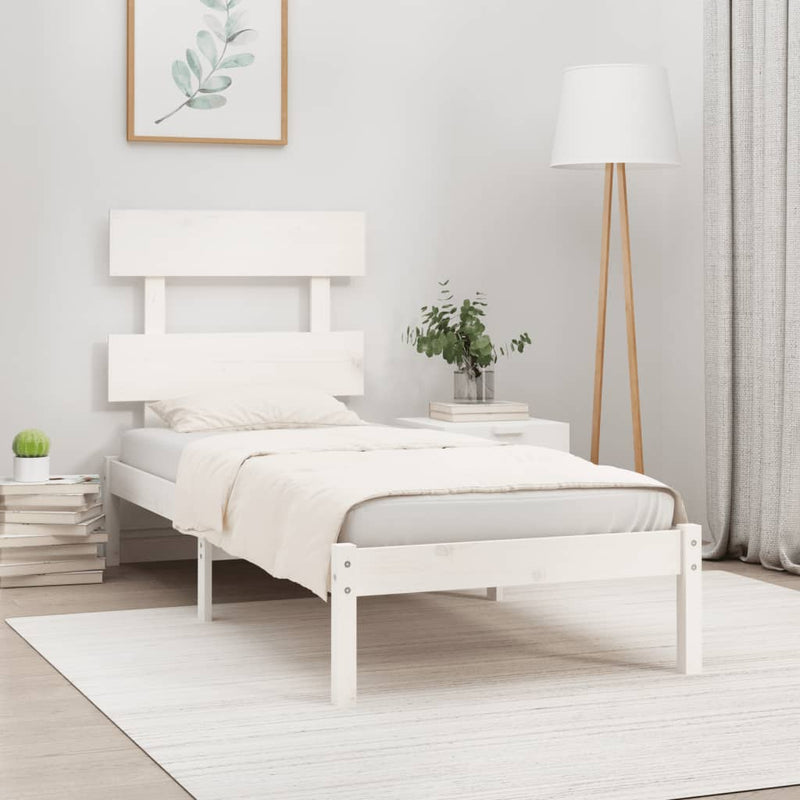 vidaXL Single fehér tömör fa ágykeret 90 x 190 cm