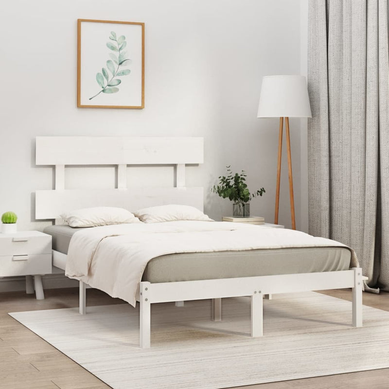 vidaXL Small Double fehér tömör fa ágykeret 120 x 190 cm