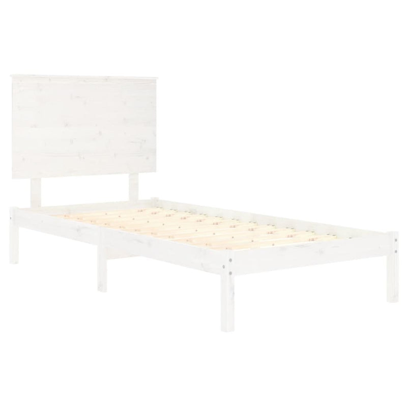 vidaXL Single fehér tömör fa ágykeret 90 x 190 cm
