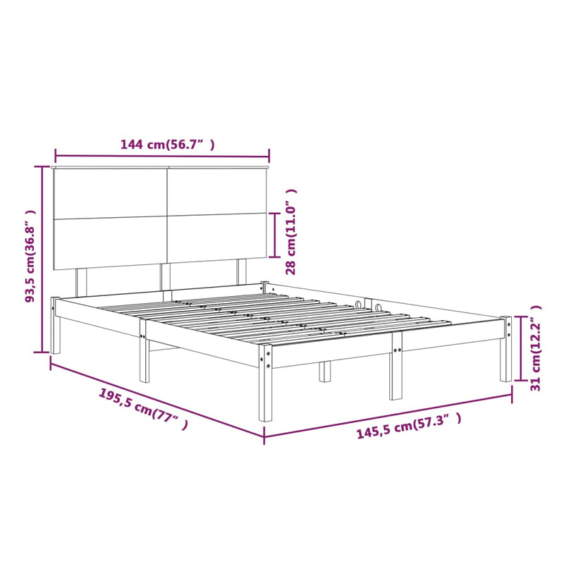 vidaXL tömör fenyőfa ágy matrac nélkül 140 x 190 cm
