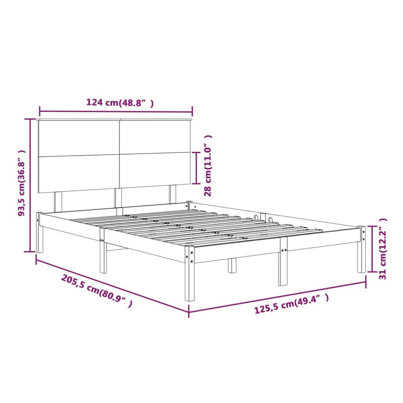 vidaXL fehér tömör fenyőfa ágy matrac nélkül 120 x 200 cm