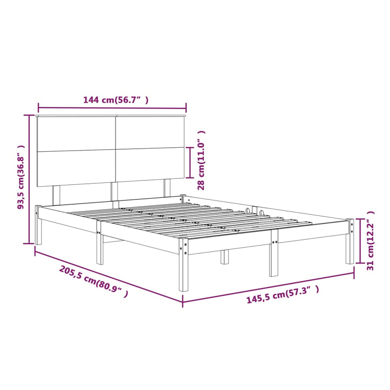 vidaXL fehér tömör fenyőfa ágy matrac nélkül 140 x 200 cm