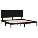 vidaXL fekete tömör fenyőfa ágykeret 200 x 200 cm