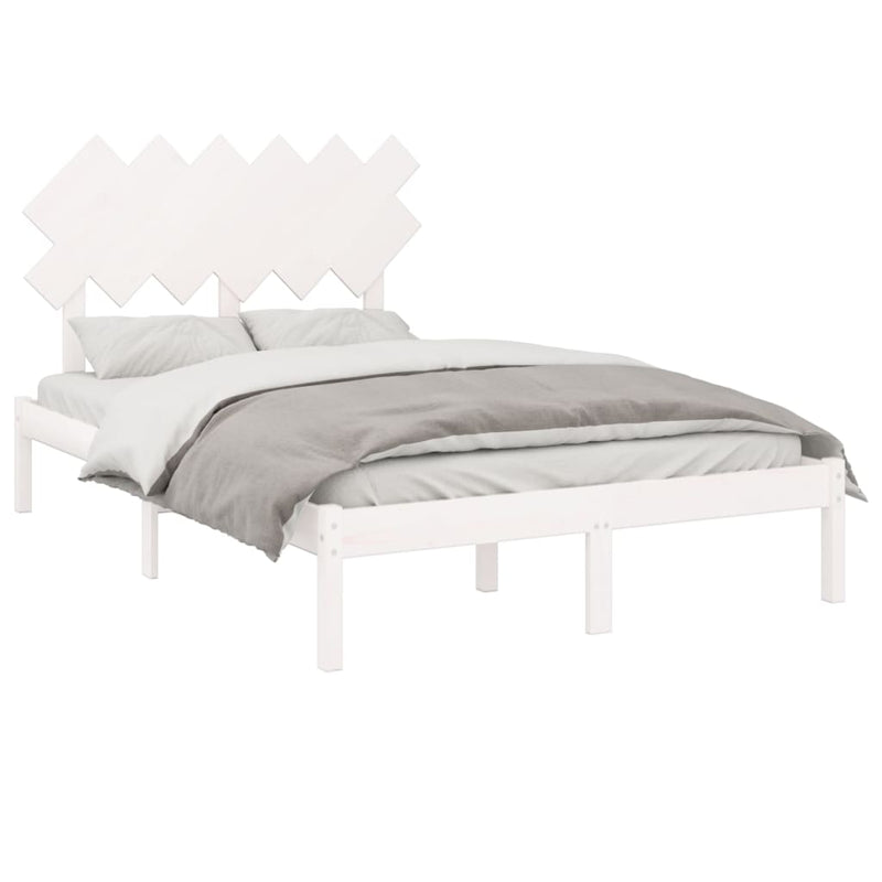 vidaXL fehér tömör fa ágykeret 135 x 190 cm (Double)