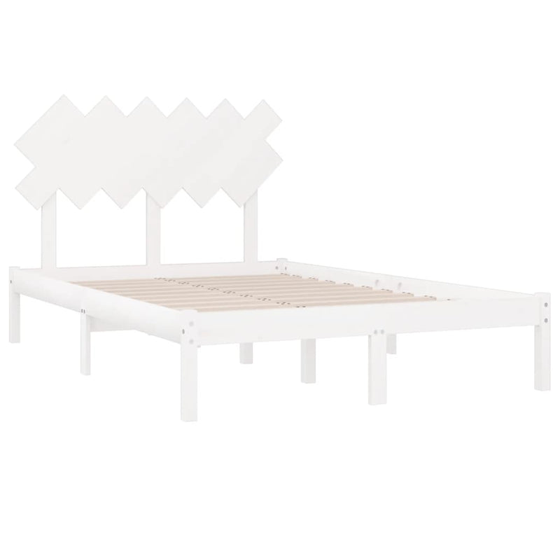 vidaXL fehér tömör fa ágykeret 135 x 190 cm (Double)
