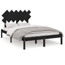 vidaXL fekete tömör fa ágykeret 135 x 190 cm (Double)