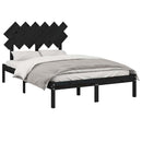 vidaXL fekete tömör fa ágykeret 135 x 190 cm (Double)