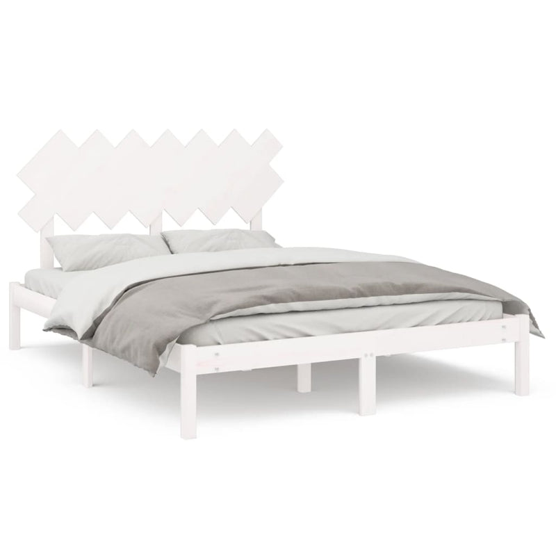 vidaXL fehér tömör fa ágykeret 150 x 200 cm (King Size)