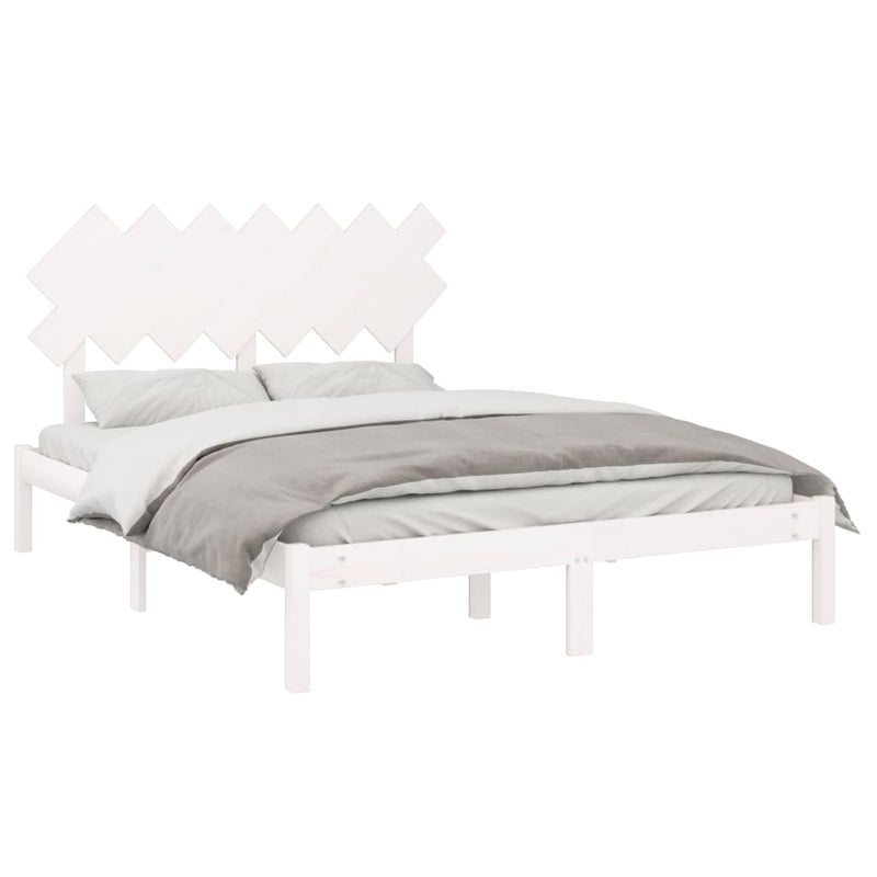 vidaXL fehér tömör fa ágykeret 150 x 200 cm (King Size)