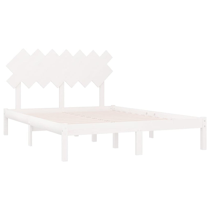 vidaXL fehér tömör fa ágykeret 150 x 200 cm (King Size)