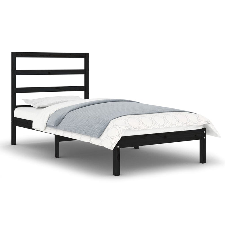 vidaXL Small Single fekete tömör fa ágykeret 75 x 190 cm