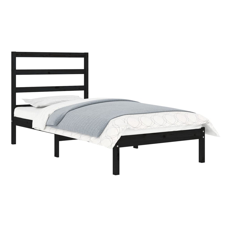 vidaXL Small Single fekete tömör fa ágykeret 75 x 190 cm
