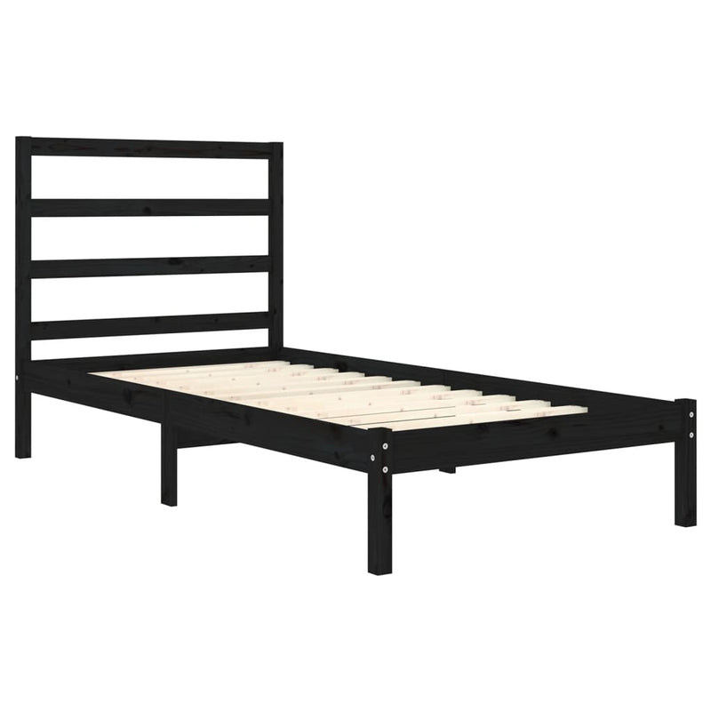 vidaXL Small Single fekete tömör fa ágykeret 75 x 190 cm