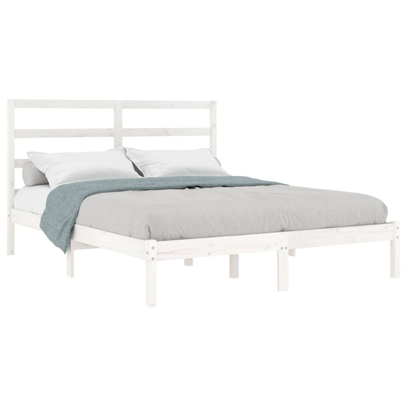 vidaXL fehér tömör fenyőfa ágy matrac nélkül 140x190 cm