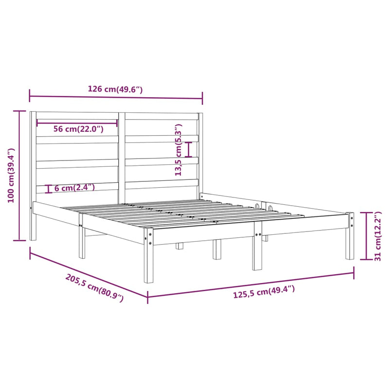 vidaXL fehér tömör fenyőfa ágy matrac nélkül 120 x 200 cm