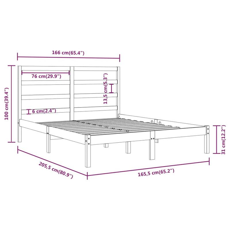 vidaXL fehér tömör fenyőfa ágy matrac nélkül 160 x 200 cm