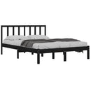 vidaXL King Size fekete tömör fenyőfa ágykeret 150 x 200 cm