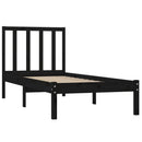 vidaXL Small Single fekete tömör fenyőfa ágykeret 75 x 190 cm