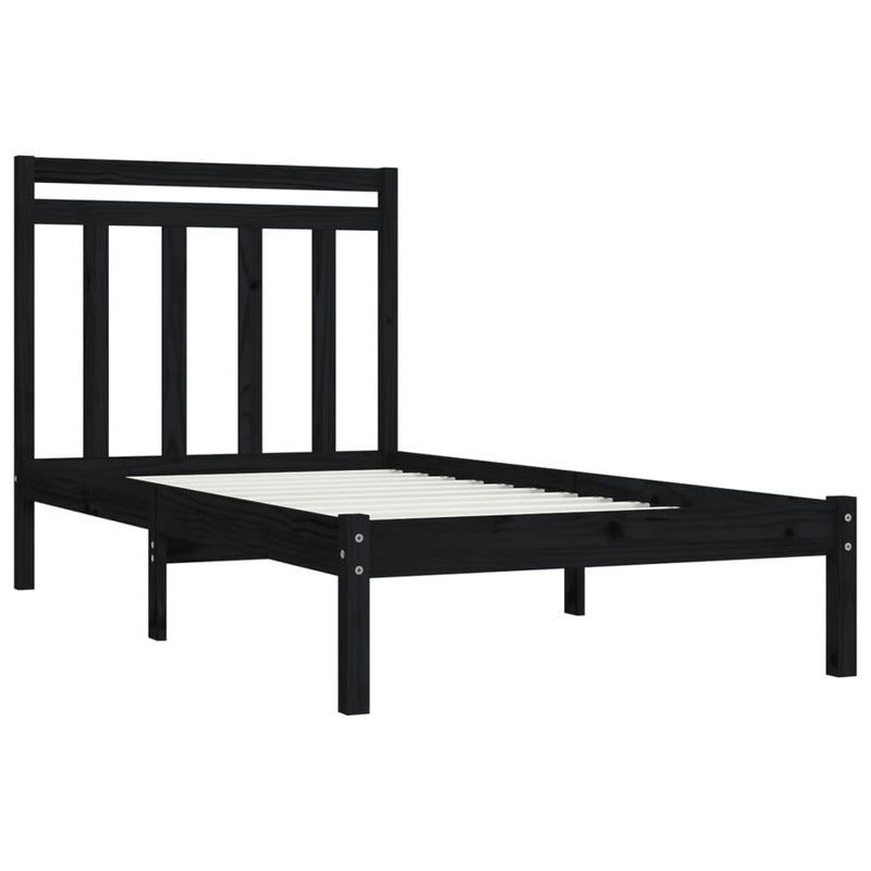 vidaXL Small Single fekete tömör fa ágykeret 75 x 190 cm