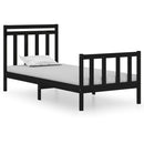 vidaXL Small Single fekete tömör fa ágykeret 75 x 190 cm