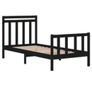 vidaXL Small Single fekete tömör fa ágykeret 75 x 190 cm
