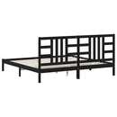 vidaXL fekete tömör fa ágykeret 200 x 200 cm