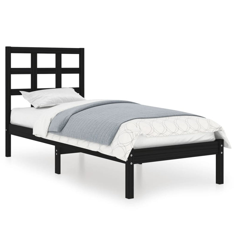 vidaXL Small Single fekete tömör fa ágykeret 75 x 190 cm