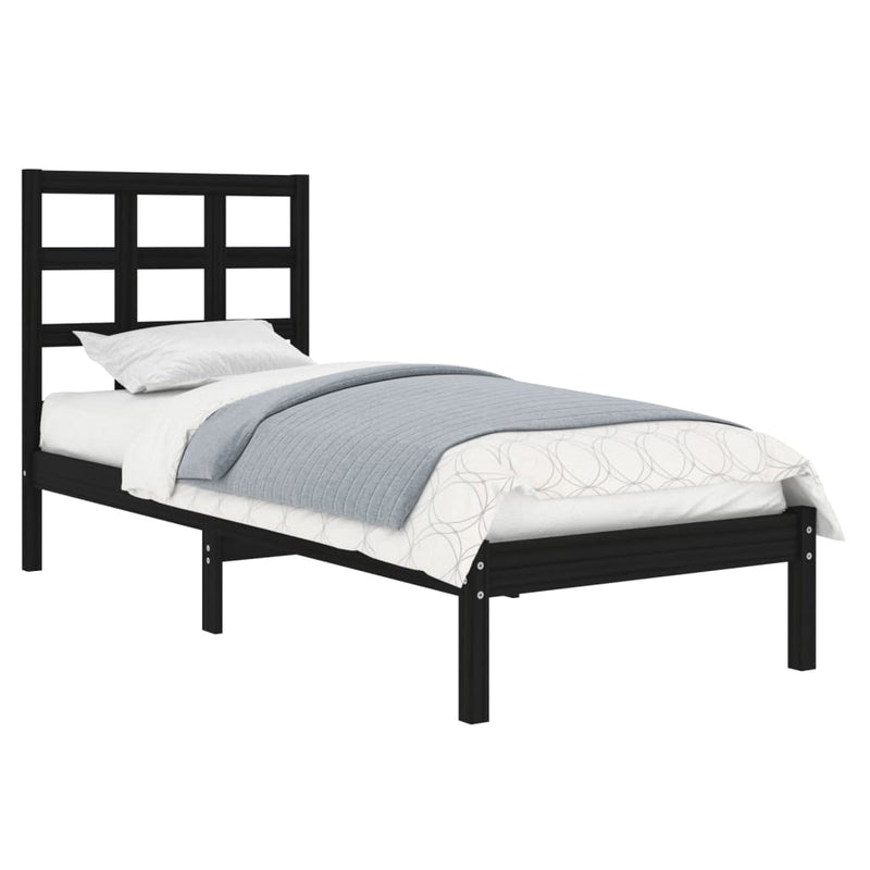 vidaXL Small Single fekete tömör fa ágykeret 75 x 190 cm