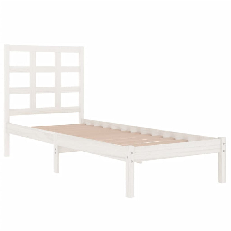 vidaXL Single fehér tömör fa ágykeret 90 x 190 cm