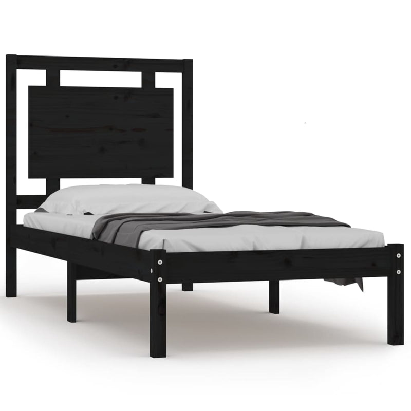 vidaXL Small Single fekete tömör fa ágykeret 75 x 190 cm