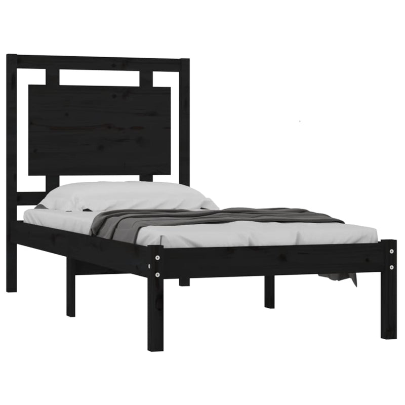 vidaXL Small Single fekete tömör fa ágykeret 75 x 190 cm