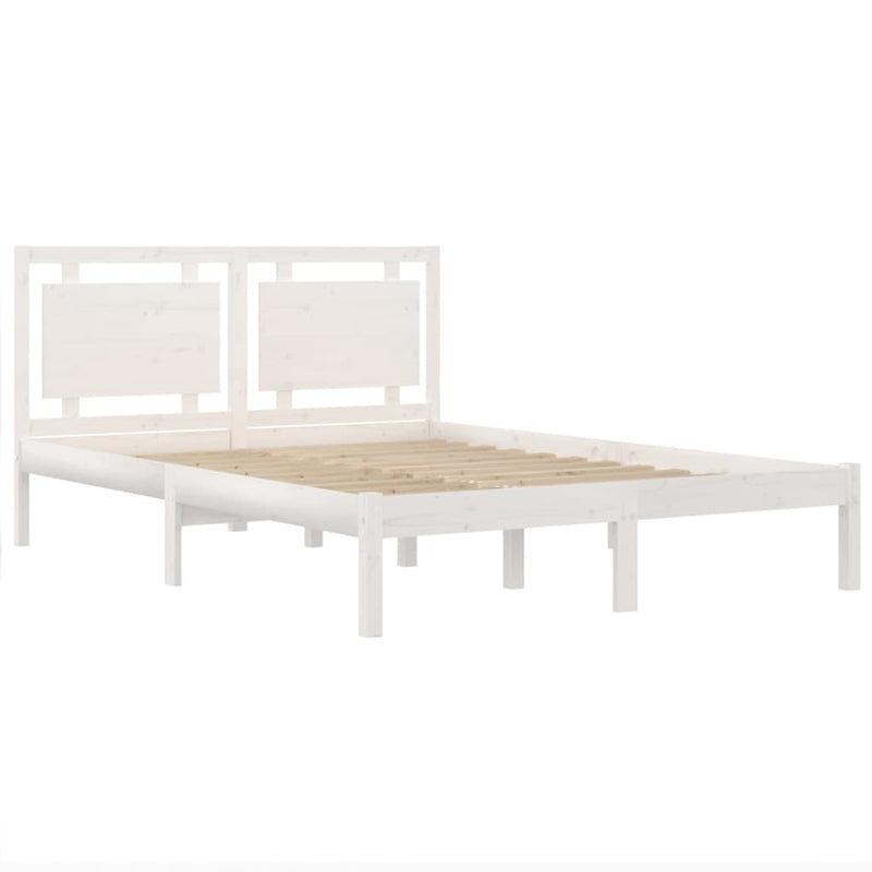 vidaXL Small Double fehér tömör fa ágykeret 120 x 190 cm