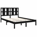 vidaXL fekete tömör fenyőfa ágykeret 140x190 cm