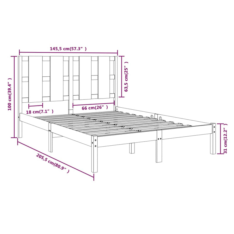 vidaXL fehér tömör fenyőfa ágy matrac nélkül 140 x 200 cm