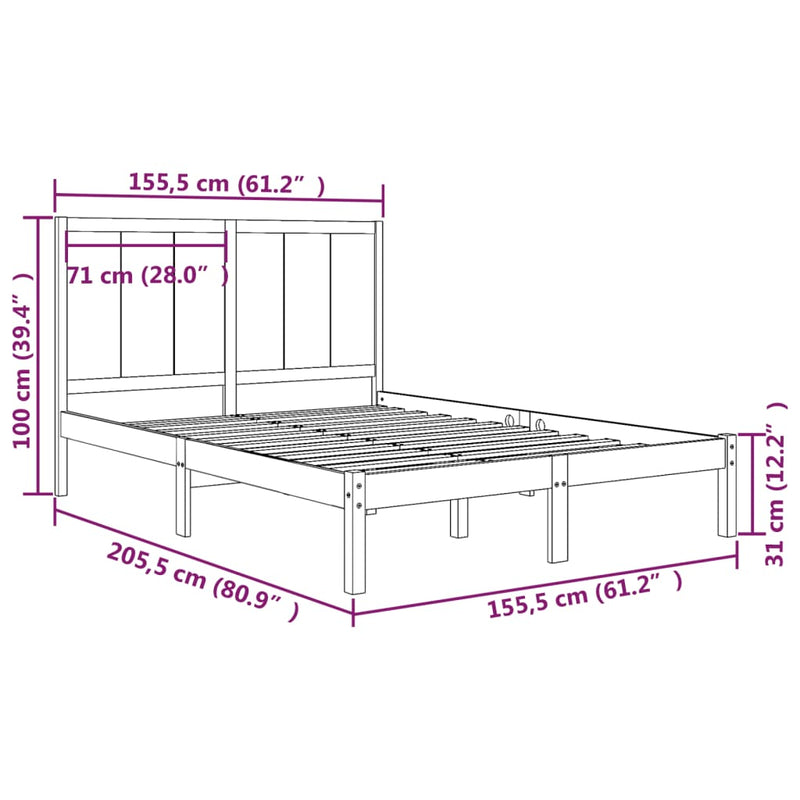 vidaXL tömör fenyőfa ágy matrac nélkül 150x200 cm