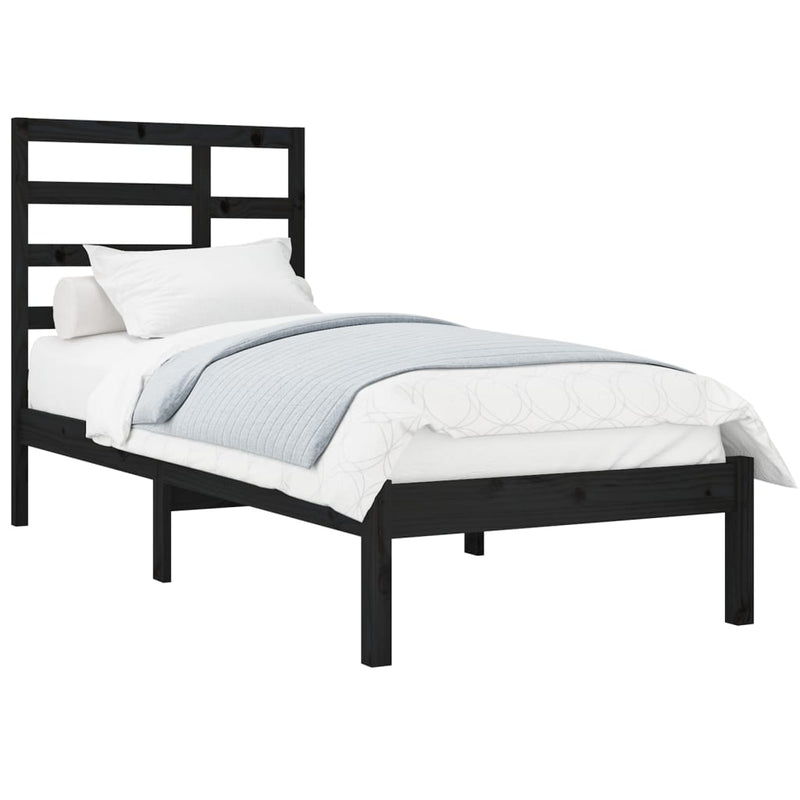 vidaXL Small Single fekete tömör fa ágykeret 75 x 190 cm