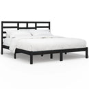 vidaXL fekete tömör fa ágykeret 200 x 200 cm