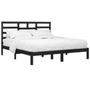 vidaXL fekete tömör fa ágykeret 200 x 200 cm