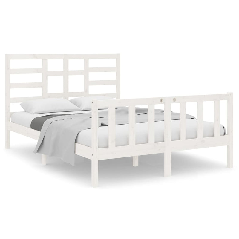 vidaXL Small Double fehér tömör fa ágykeret 120 x 190 cm