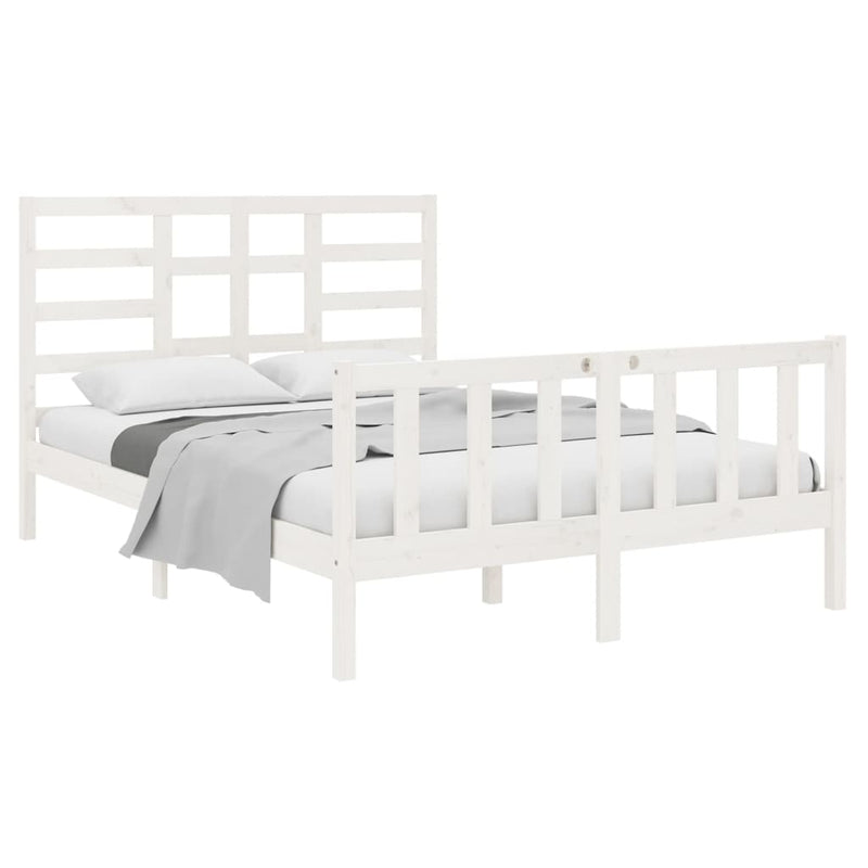 vidaXL Small Double fehér tömör fa ágykeret 120 x 190 cm