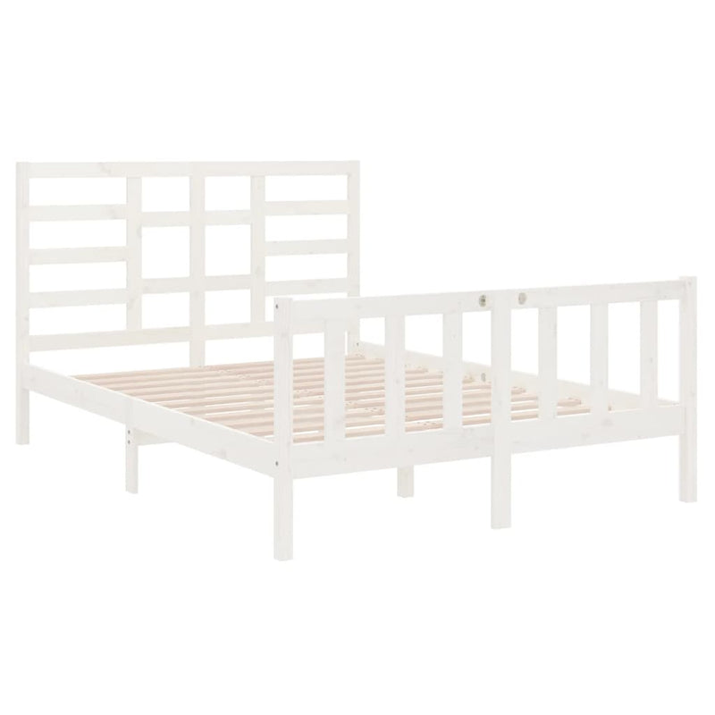 vidaXL Small Double fehér tömör fa ágykeret 120 x 190 cm