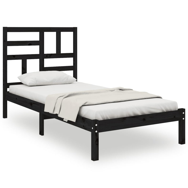 vidaXL Small Single fekete tömör fa ágykeret 75 x 190 cm