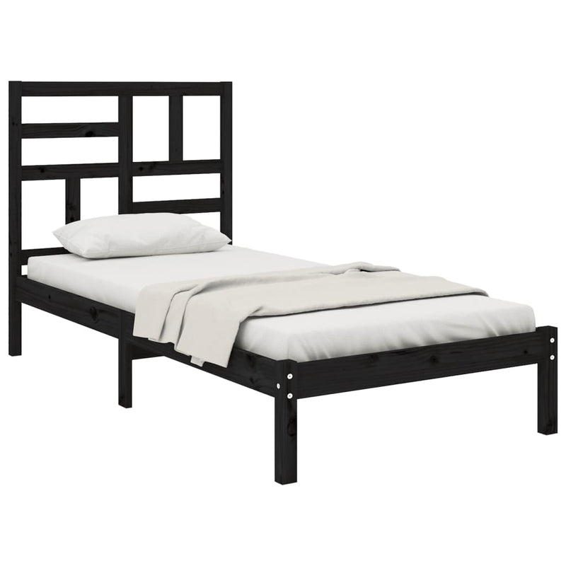 vidaXL Small Single fekete tömör fa ágykeret 75 x 190 cm