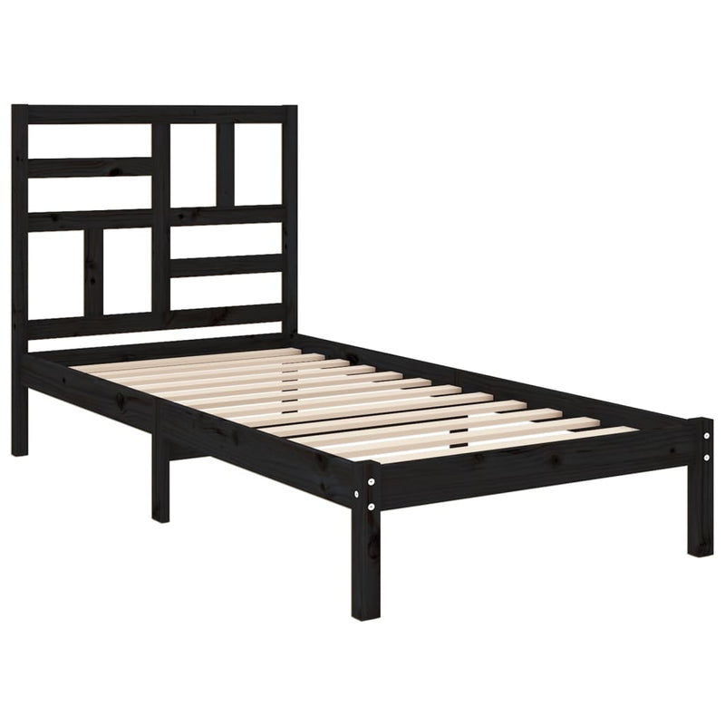 vidaXL Small Single fekete tömör fa ágykeret 75 x 190 cm
