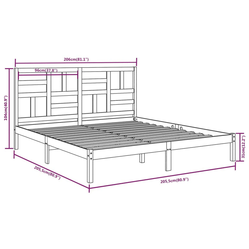 vidaXL tömör fa ágykeret matrac nélkül 200 x 200 cm