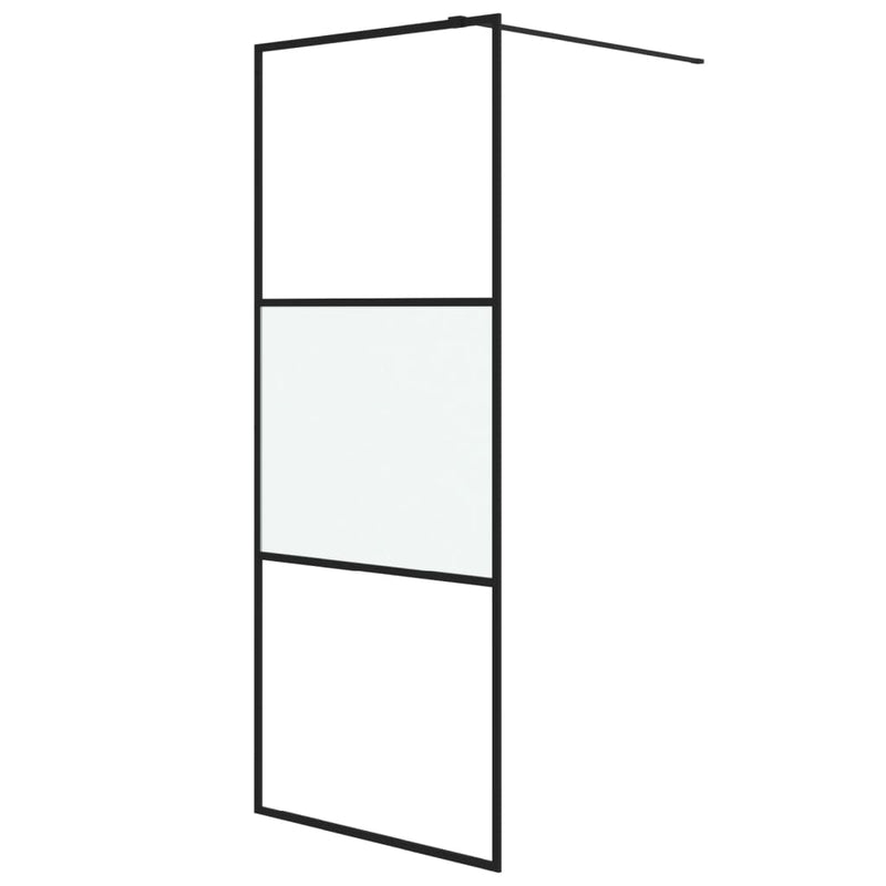 vidaXL fekete selyemmatt ESG üveg zuhanyfal 80 x 195 cm