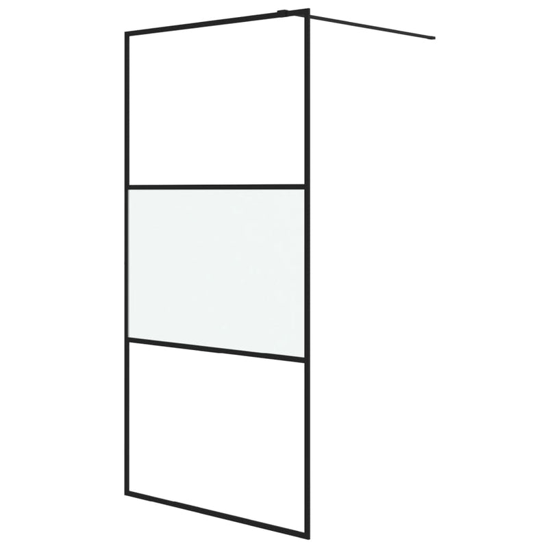 vidaXL fekete selyemmatt ESG üveg zuhanyfal 100 x 195 cm