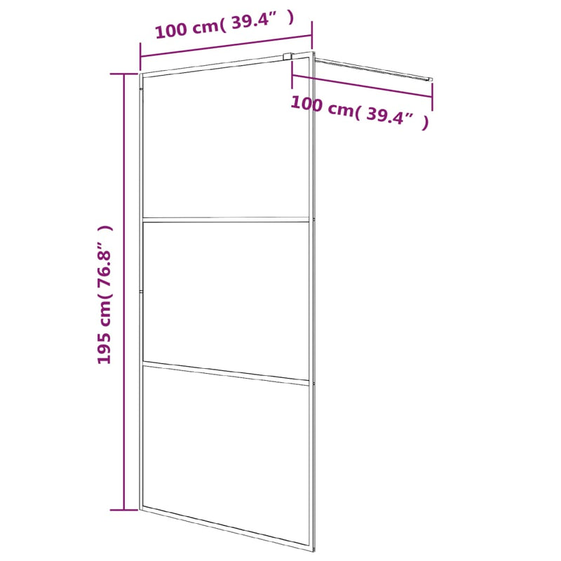 vidaXL fekete selyemmatt ESG üveg zuhanyfal 100 x 195 cm